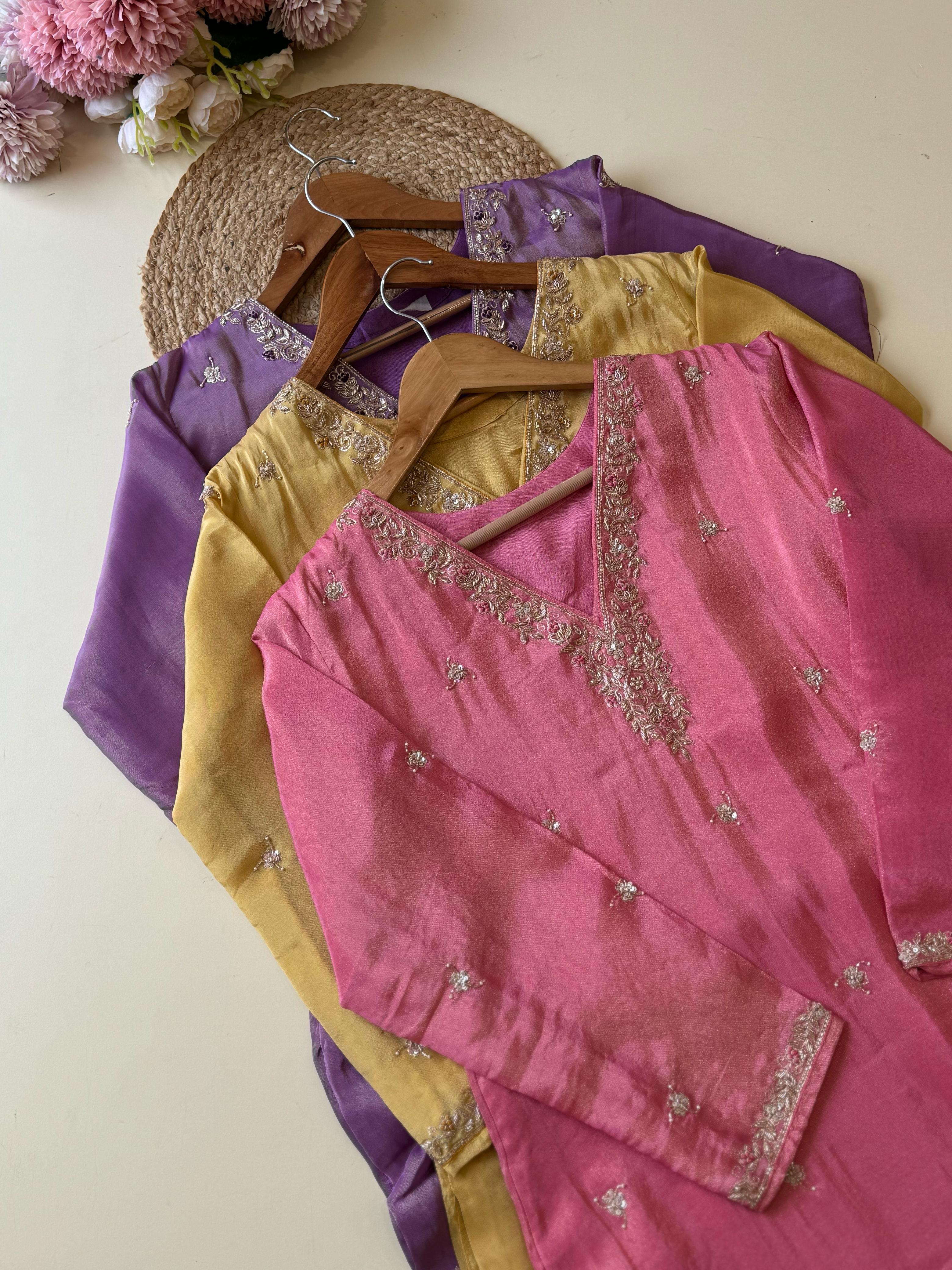 Pure Tissue Handworked Sharara Suit-10574