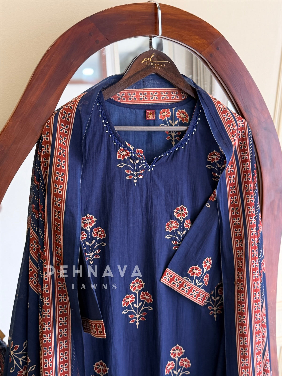 Floral Block Print Suit Set-18193