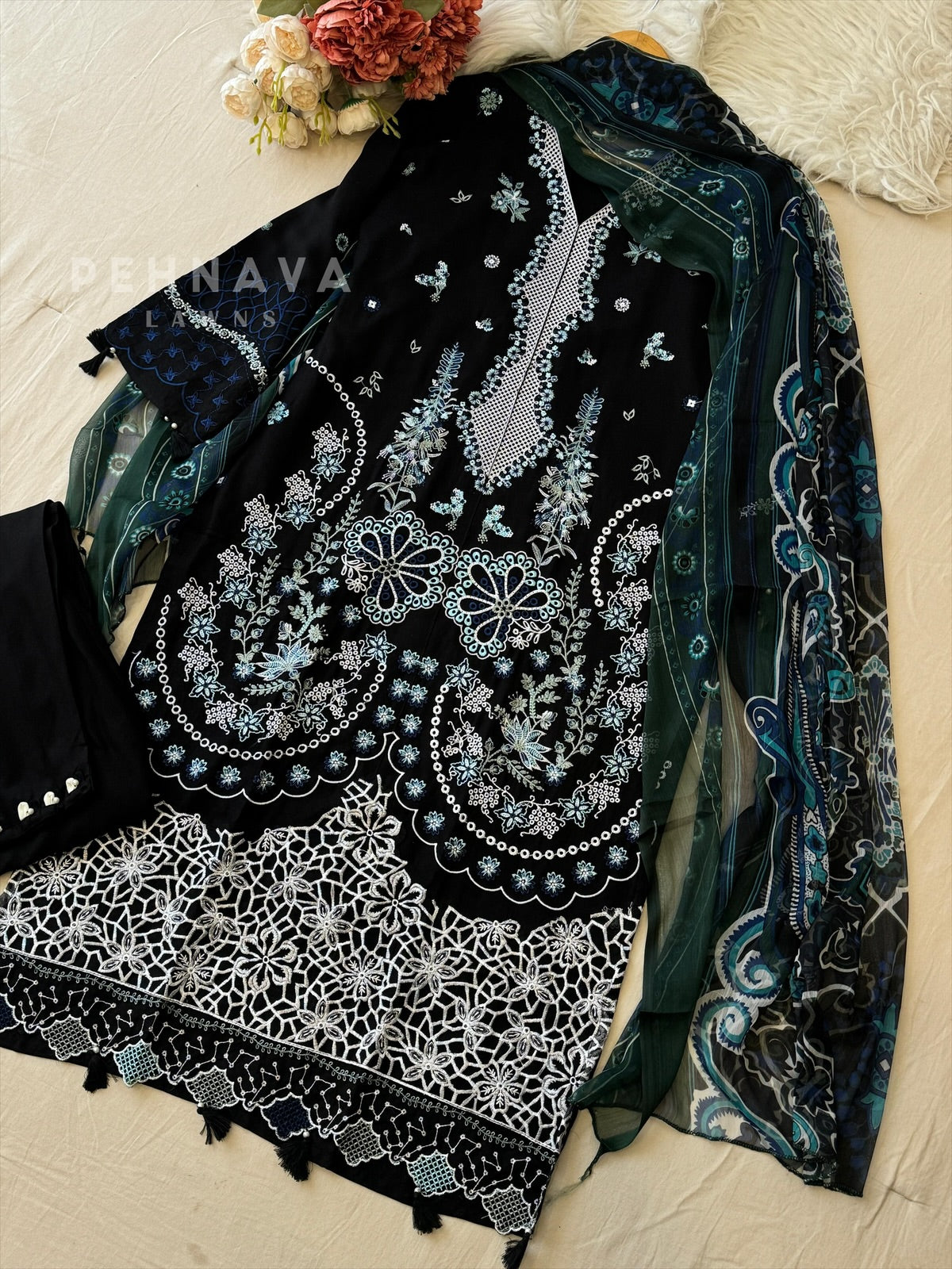 Semi-stitched Embroidered Rayon Suit 1452