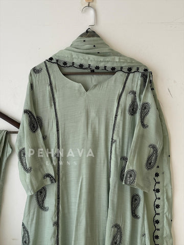 Chanderi Embroidery Suit Set-22158