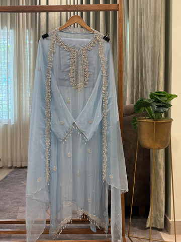 Premium chiffon handwork semi-stitched suit-1078N
