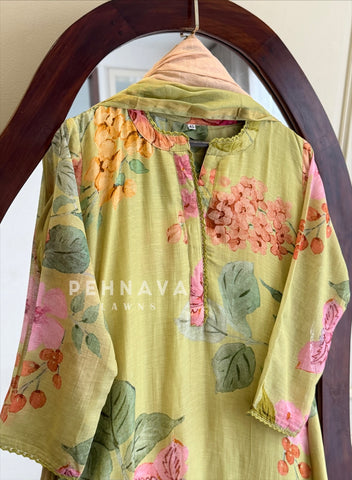 Floral Printed Three Piece Suit