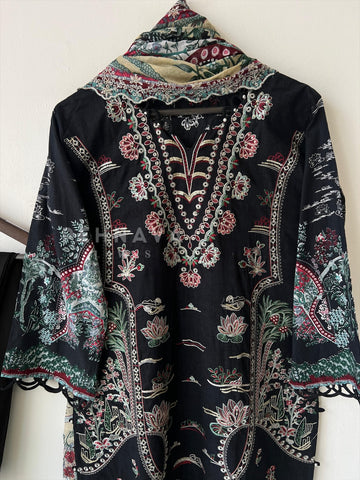 Embroidered Lawn Suit with Scallop Dupatta-1709 - Pehnava Lawns