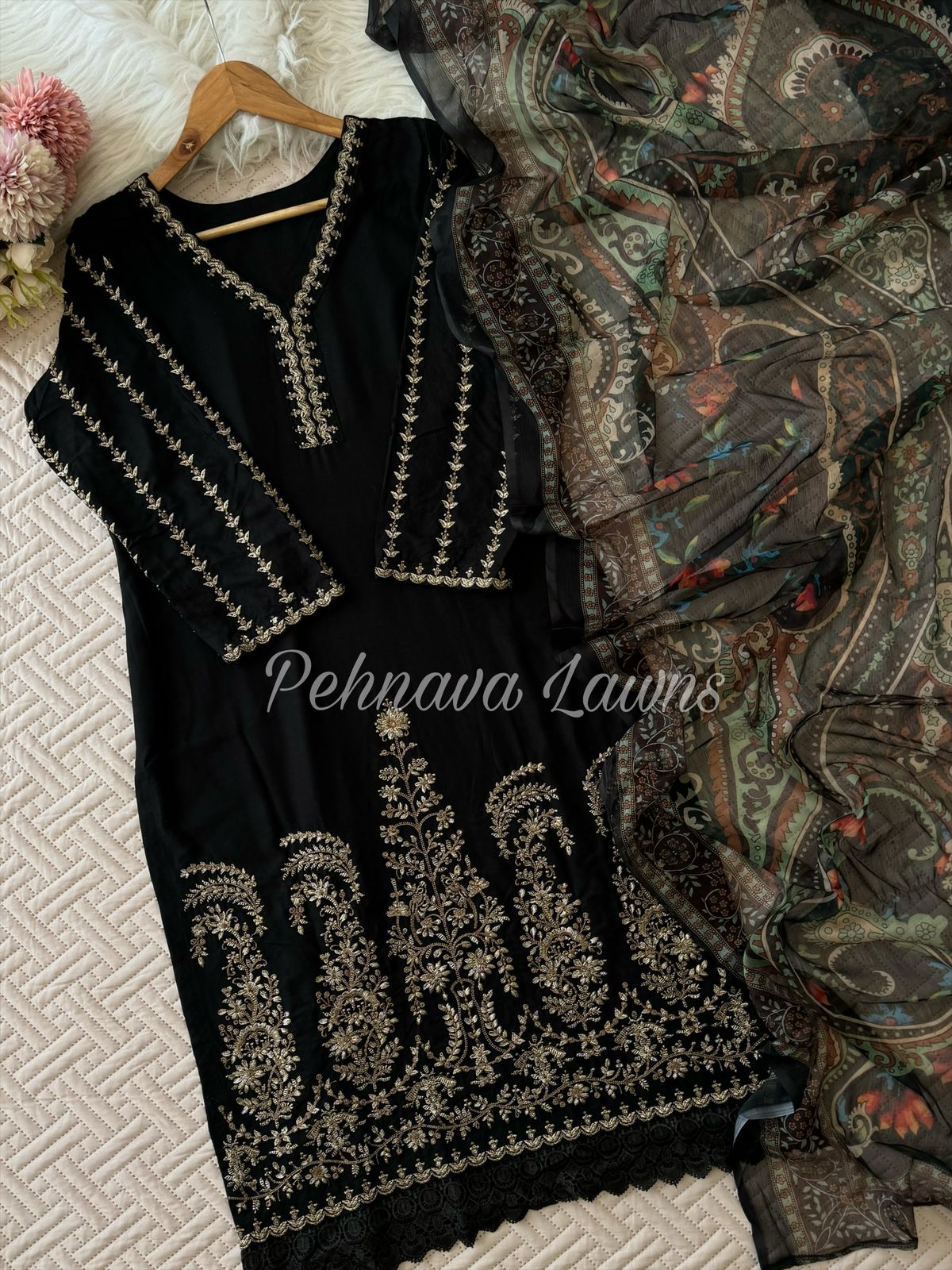 Semistitched Rayon Fully Embroidered Suit-3755