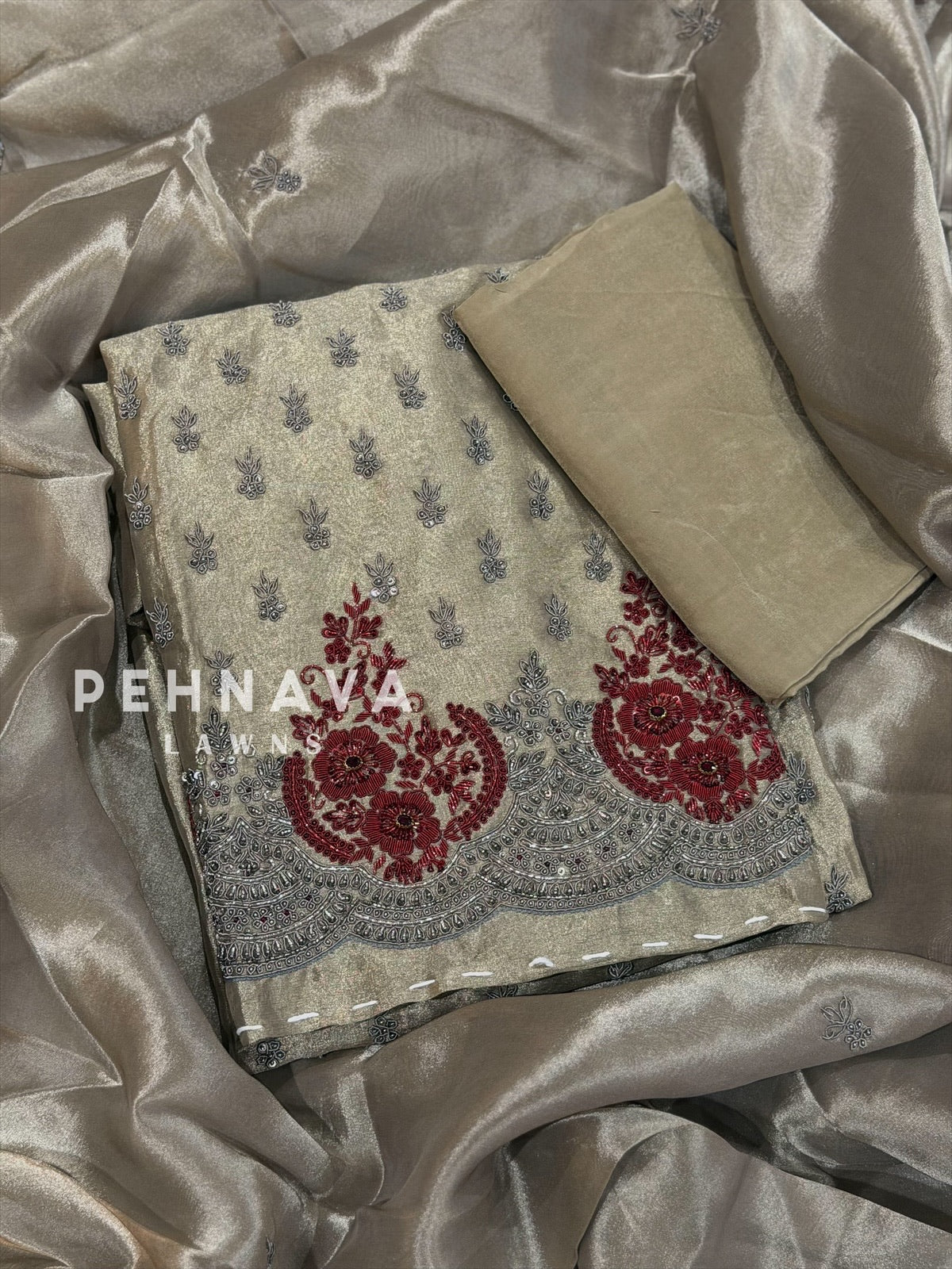 Premium Zardosi Unstitched Suit