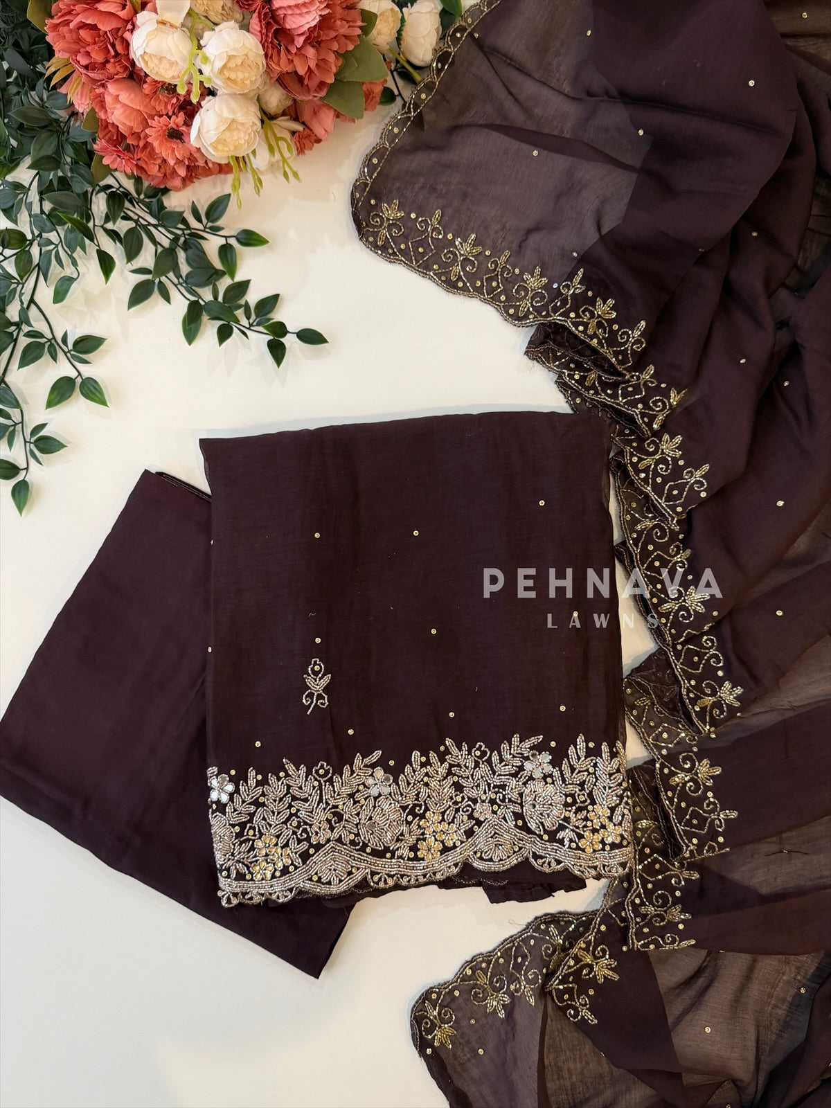 Chanderi Handworked Unstitched Suit-18566