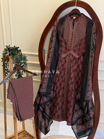 Ajrak Print A-Line Suit Set 11021-24