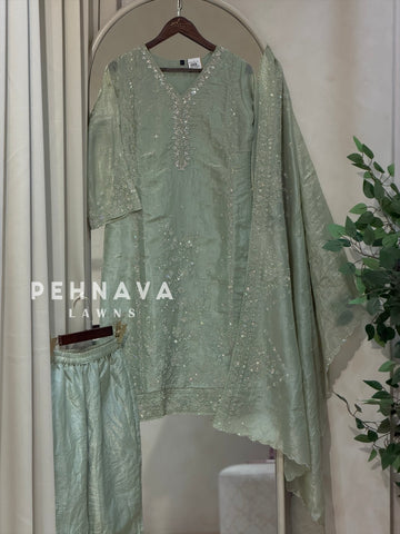 Crinkle Tissue Organza Three Piece Suit