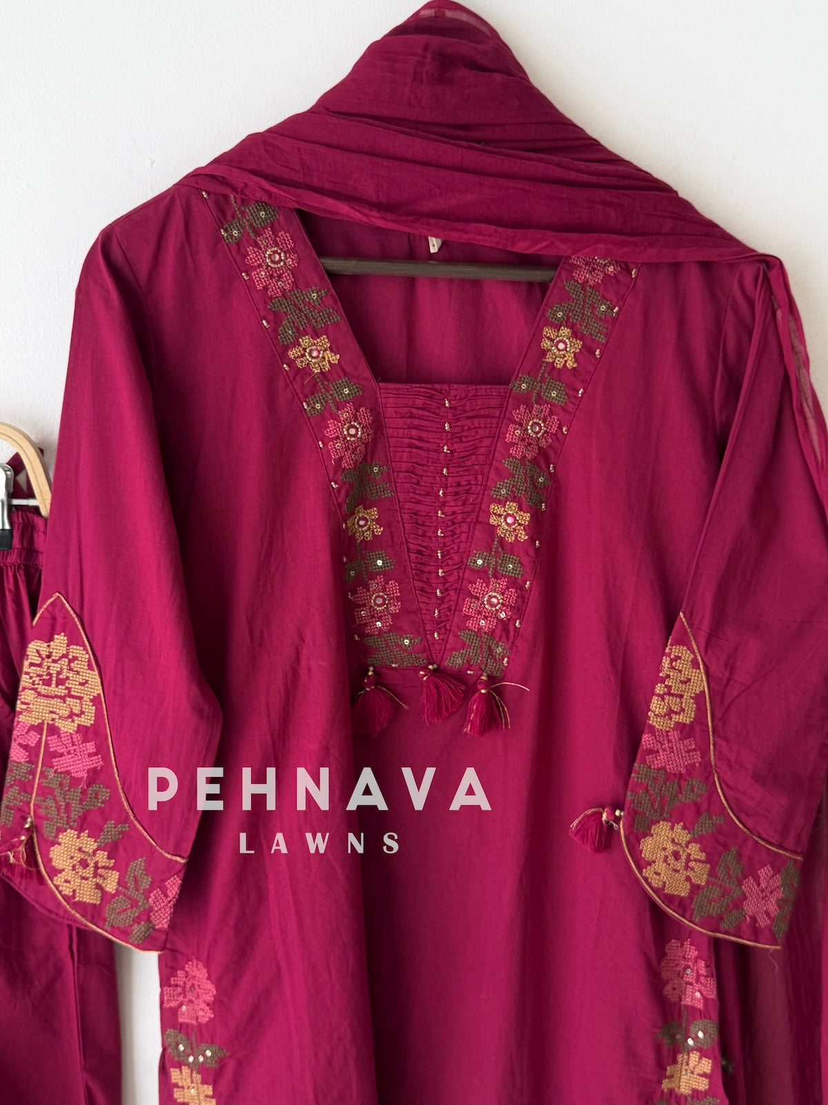 Border Embroidered Three Piece Set-13200