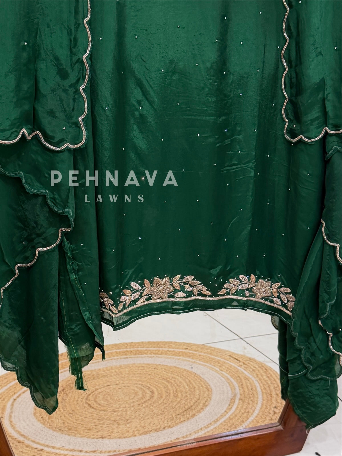 Premium Crepe Handworked Unstitched Suit H 5190