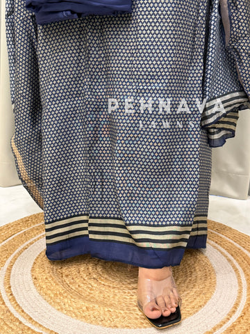 Maheshwari Unstitched Suit With Polka Dot Dupatta-4559