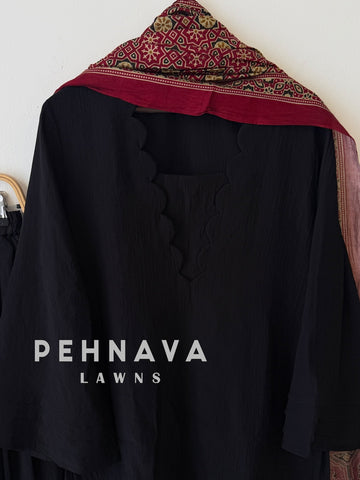 Farshi Shalwar Set with Ajrak Printed Dupatta