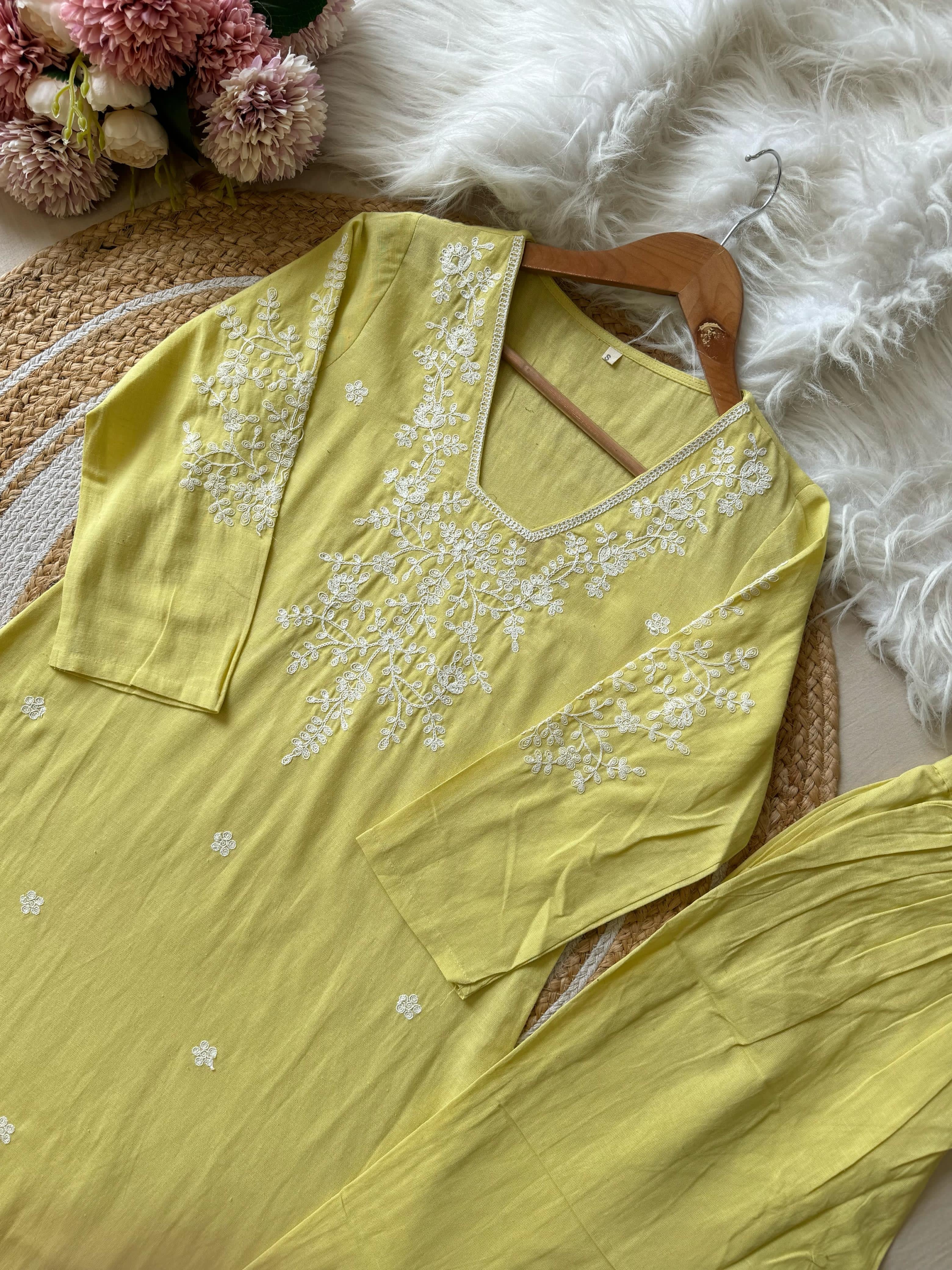 Two Piece Embroidered Co-ord Set Featuring Pockets