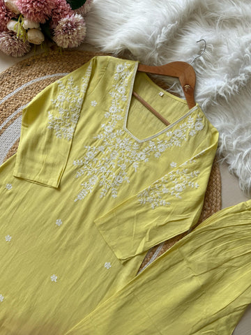 Two Piece Embroidered Co-ord Set Featuring Pockets