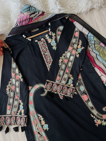 Cotton Straight Kurta-Black