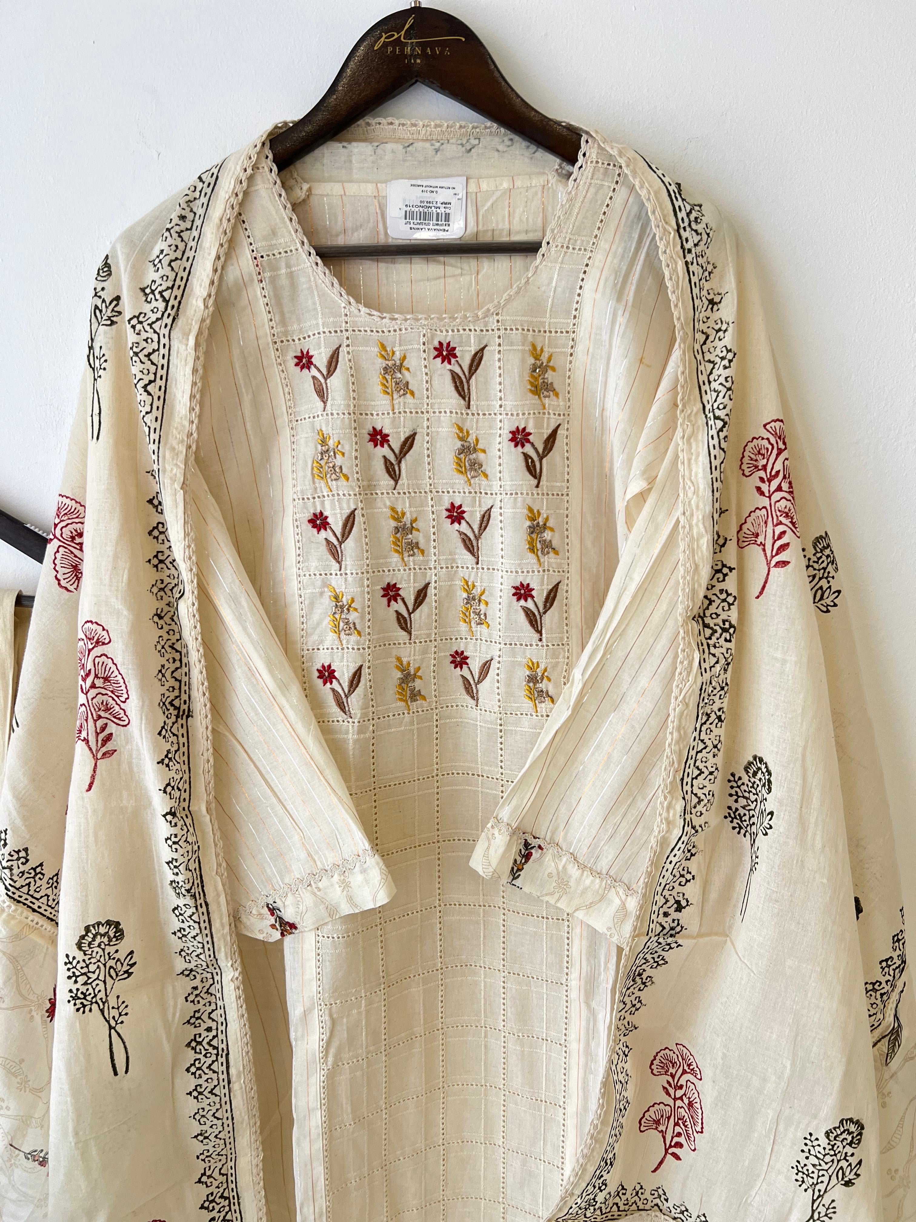 Cotton semi stitched with cota dupatta - Pehnava Lawns