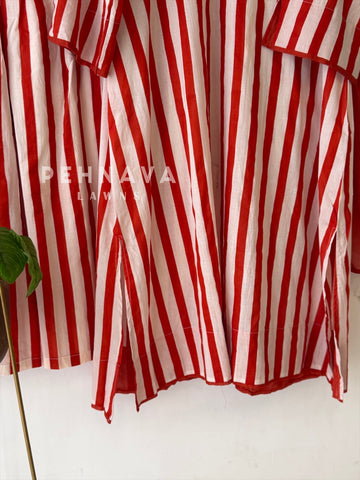 Striped Cotton Suit Set-6106