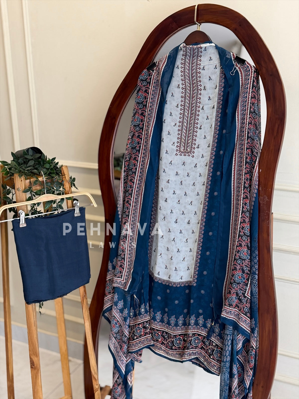 Ajrakh Panel Printed Suit Set