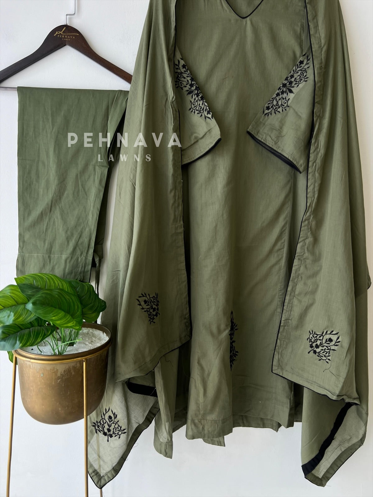 Black Thread Embroidered Suit
