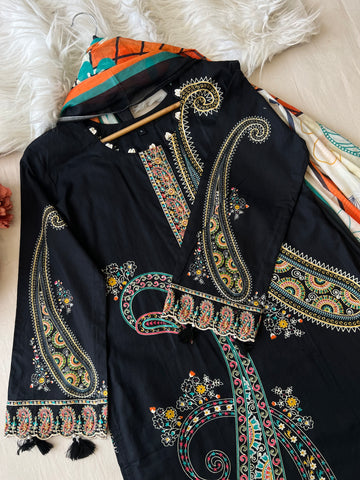 Cotton Straight Kurta-Black