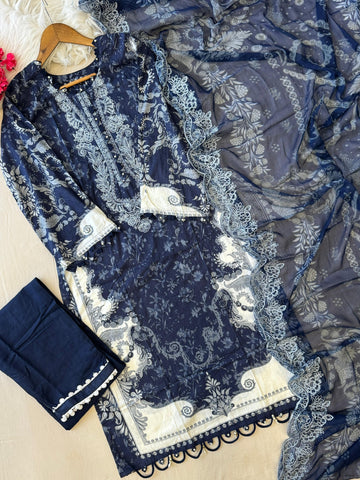 Navy Block Printed Pakistani Suit