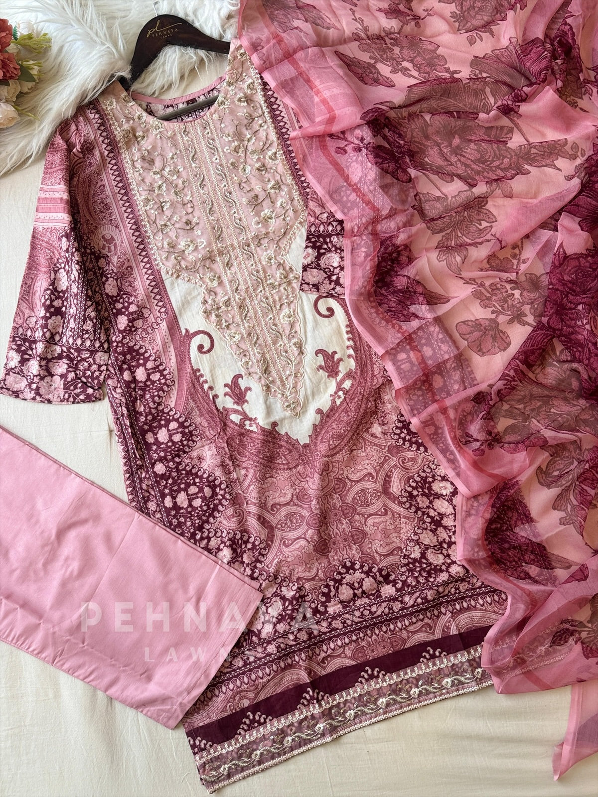 Neckline Embroidered Pak-Suit-1361