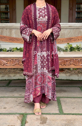 Printed Kaftan Three Piece Suit Set 5067