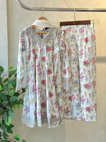 Kids party wear -ready to wear MKD-EA25-03-WHITE - Pehnava Lawns