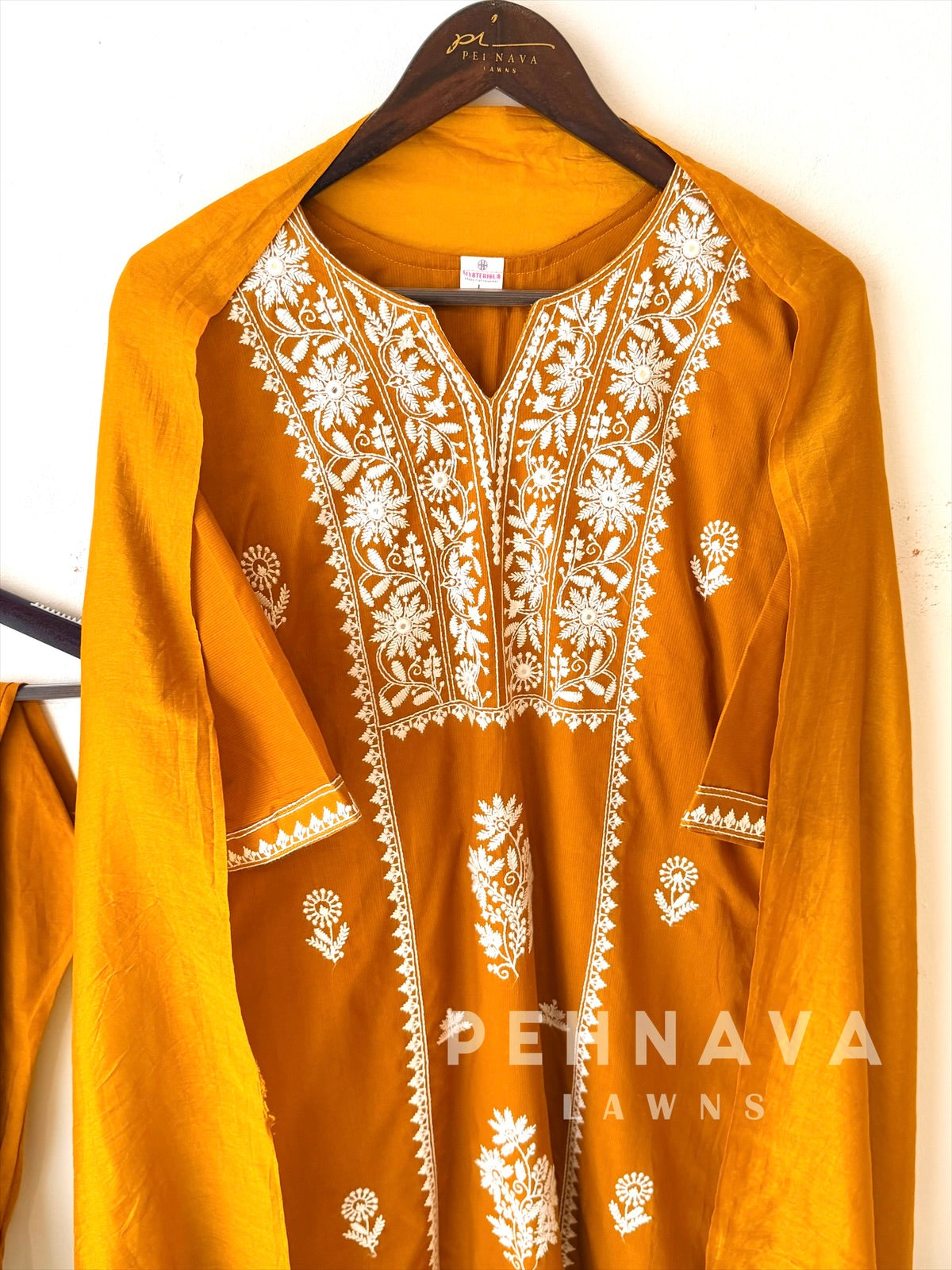 Panel Embroidered Three Piece Set