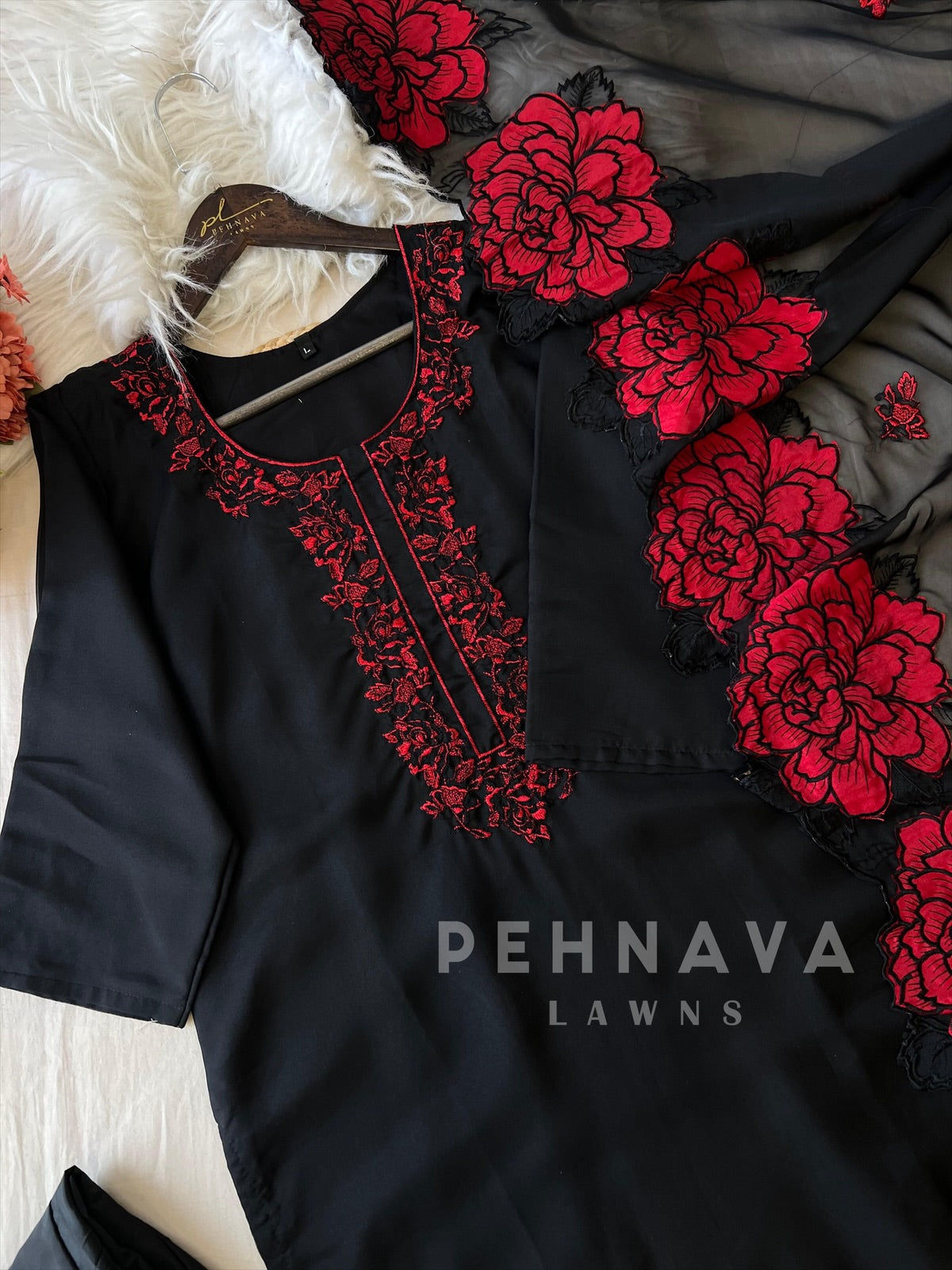 Rose Applique Suit Set