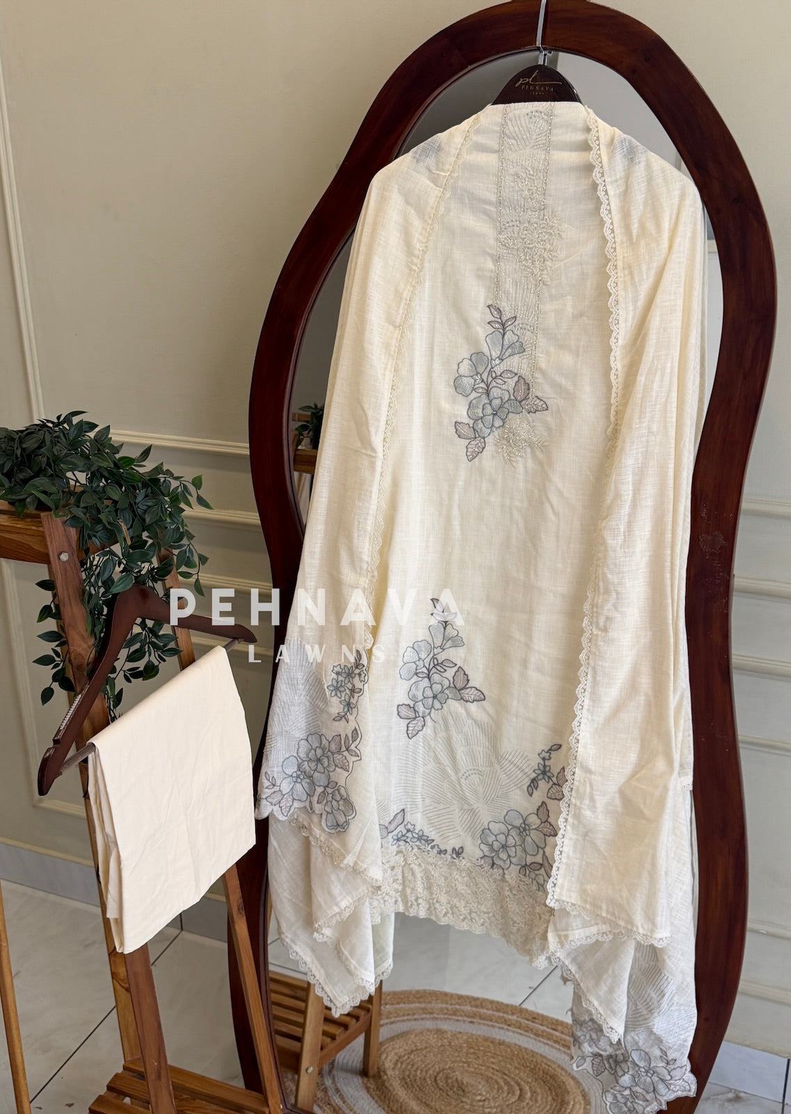 Floral Embroidered Linen Unstitched Suit-L105
