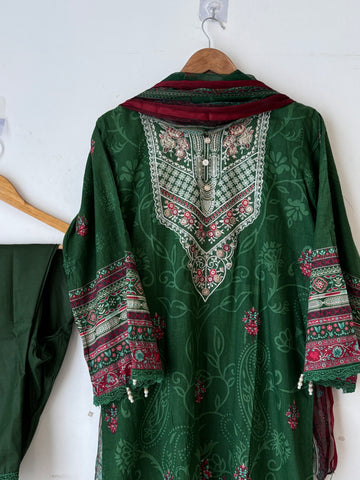 Green Cotton Casual Pak Suit-
