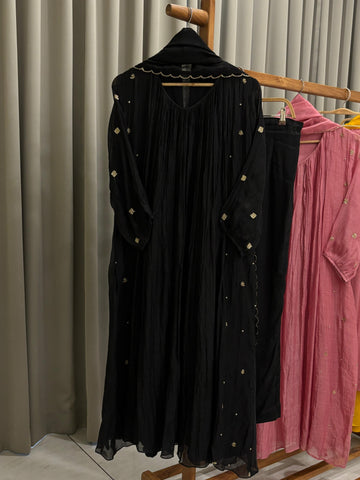 Mulchandheri Pleated A-line suit with embroidery