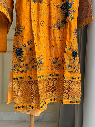 Binsaeed Cut work Embroidered Suit-0895