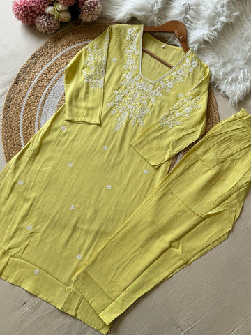 Two Piece Embroidered Co-ord Set Featuring Pockets