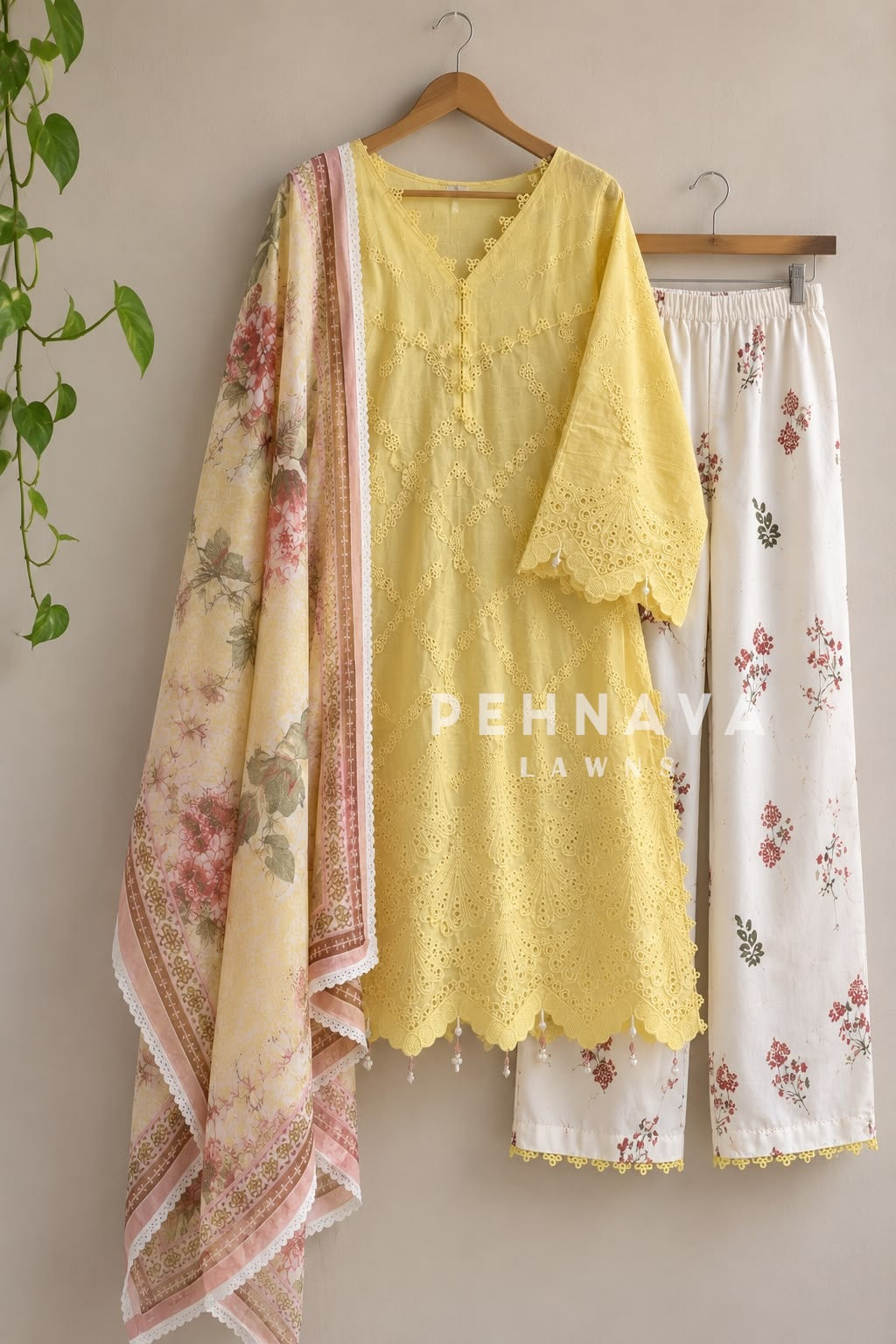 Floral Embroidered Three Piece Set 1218
