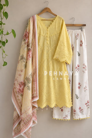 Floral Embroidered Three Piece Set 1218