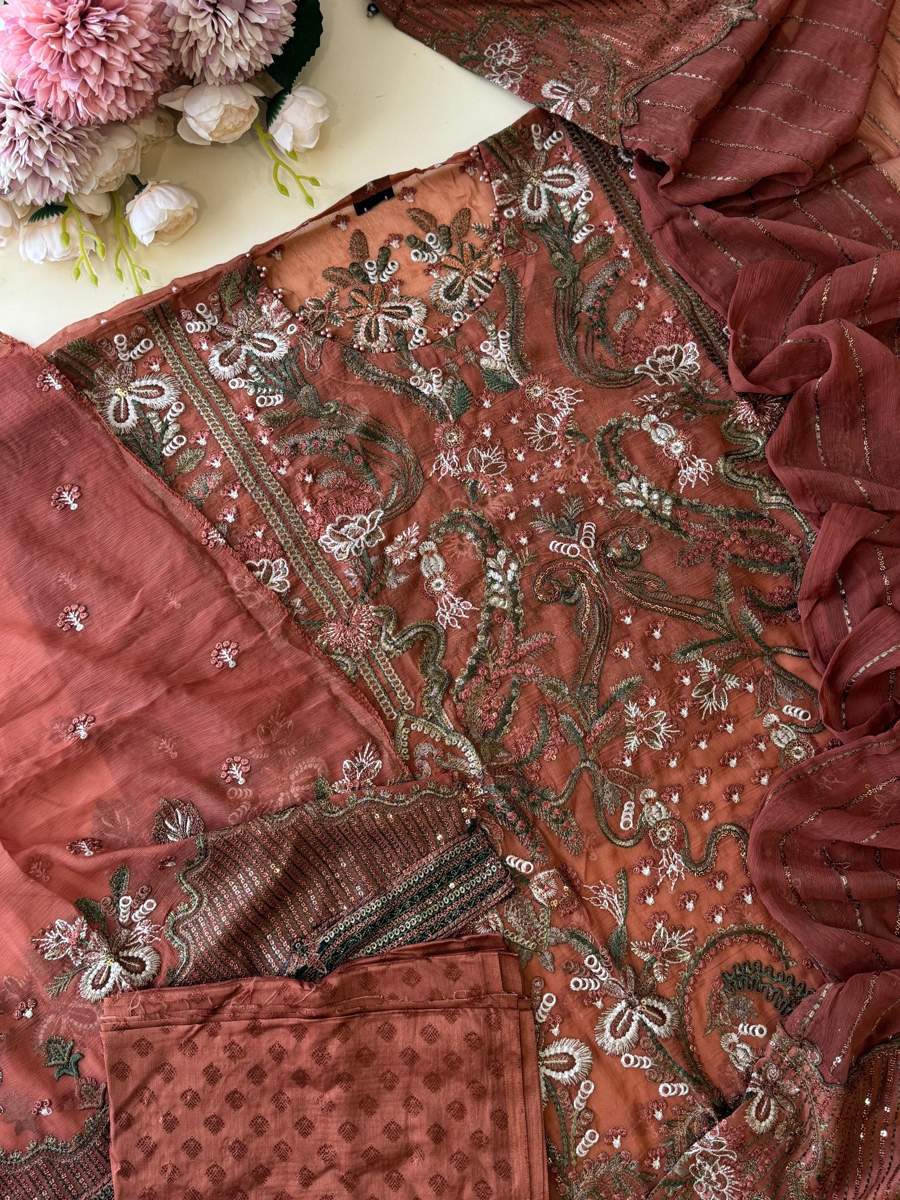 Luxury Chiffon semi stitched suit-RBN-6793