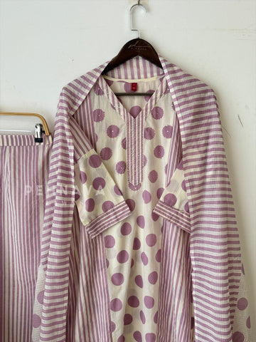 Cotton Parallel & Polka Suit Set-3169 - Pehnava Lawns