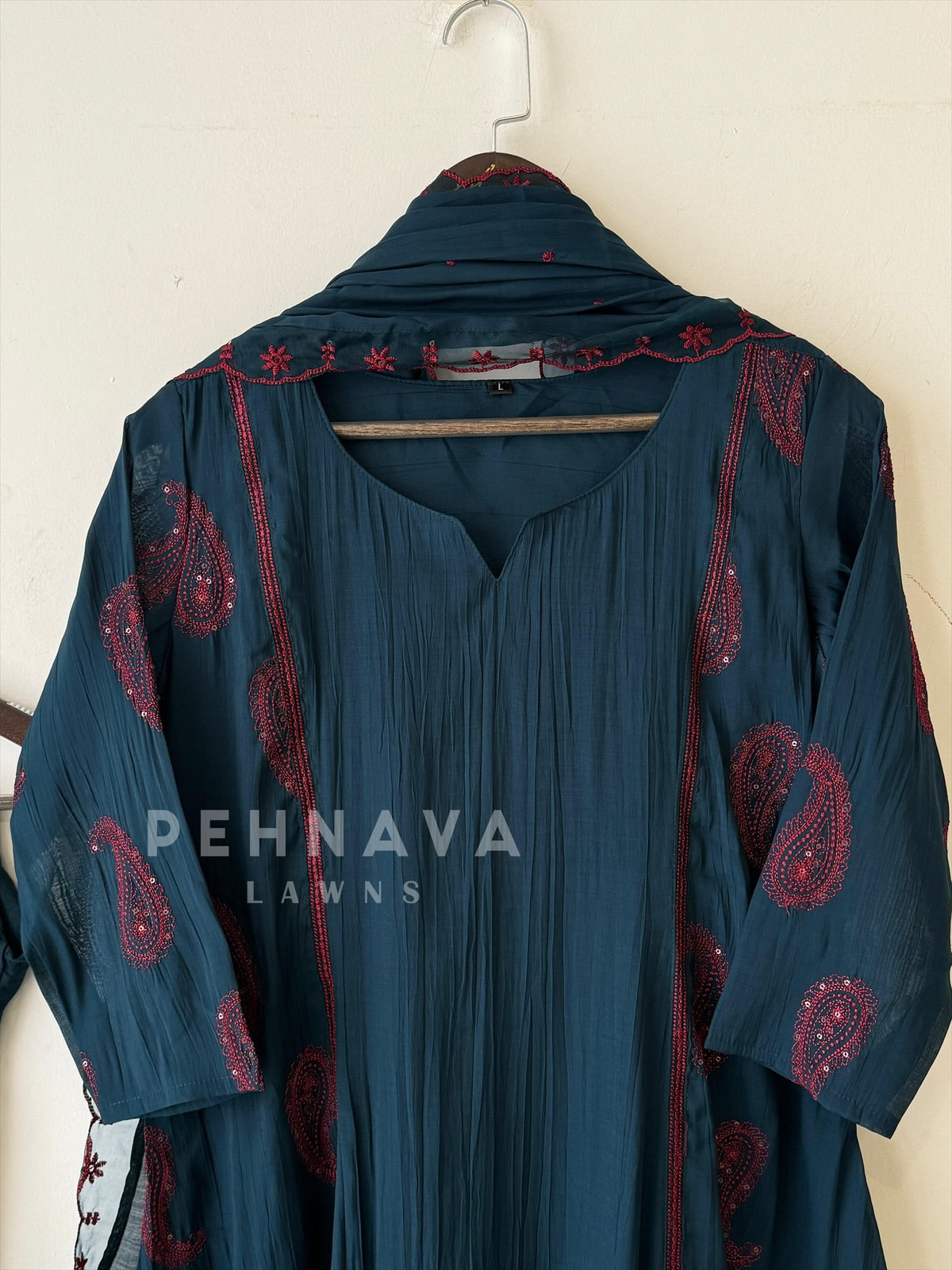 Chanderi Embroidery Suit Set-22158