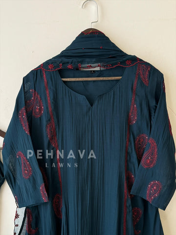 Chanderi Embroidery Suit Set-22158