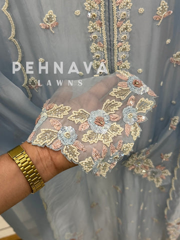 Semi-Stitched Chiffon Suit, Organza Dupatta