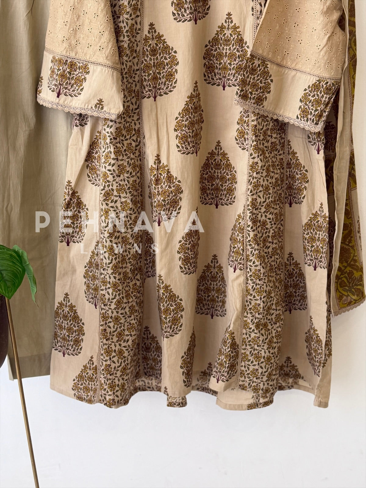 Block Printed A-Line Three-Piece Set-13104