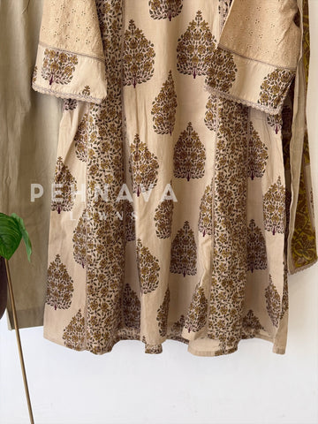Block Printed A-Line Three-Piece Set-13104