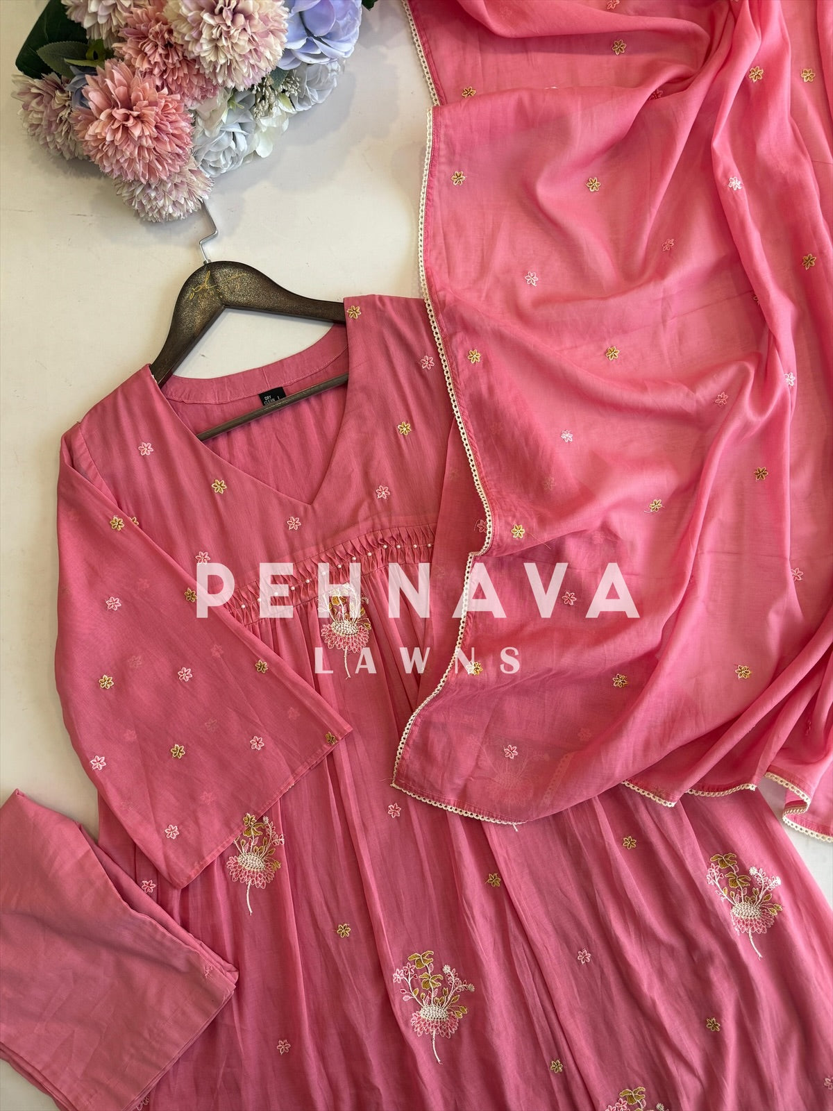 Blush Bloom Glass Chanderi