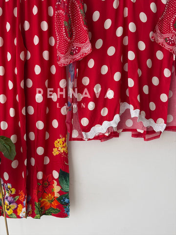 Rayon Polka Dot Printed Suit LRC 354