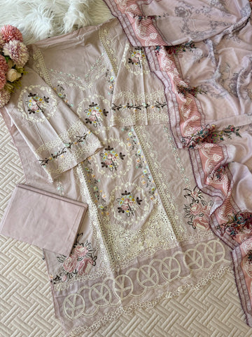 Semistitched Cotton Fully Embroidered Suit 3622