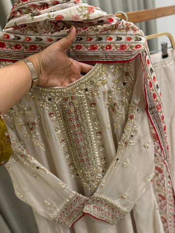 Premium Handwork Anarkali Suit with Floral Print Dupatta