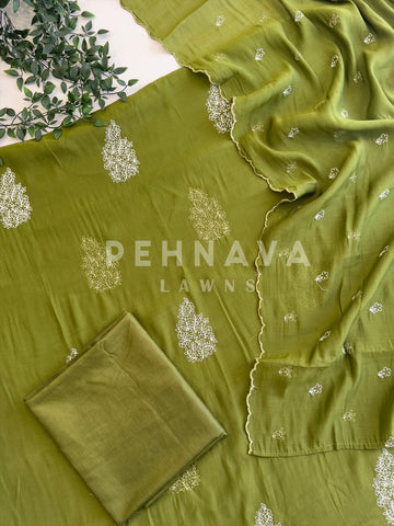 Chanderi Embroidered Suit