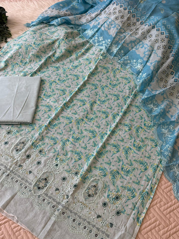 Cotton Embroidered Suit Ft. Cotton Dupata-3